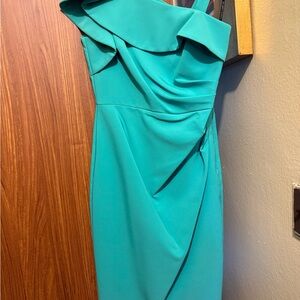 Vince Camuto One Shoulder Turquoise Dress